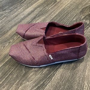 TOMS Burgundy Glitter, Size 8